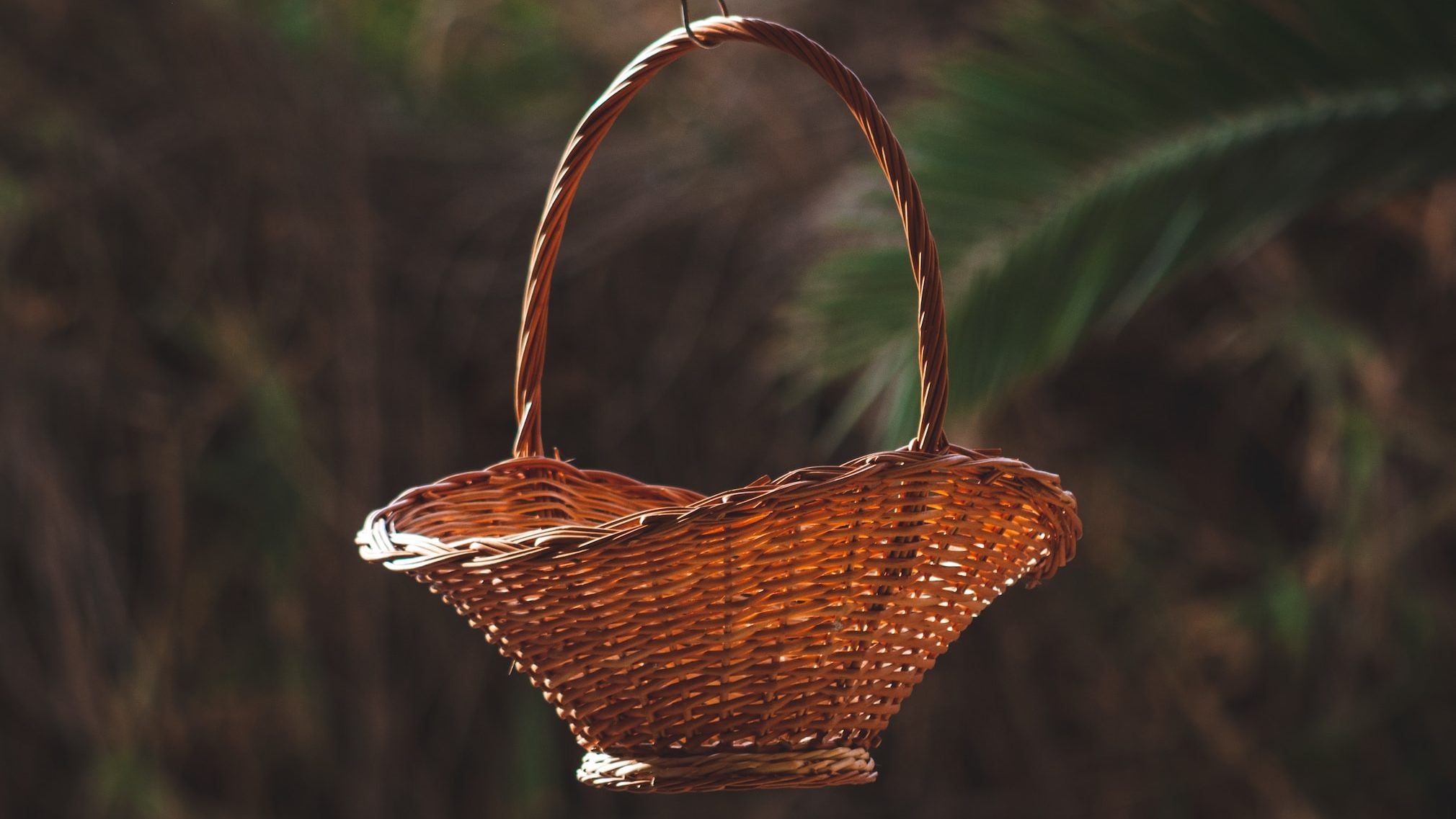 brown woven basket on green leaves